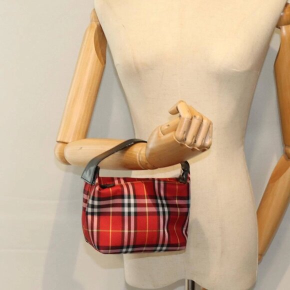 BURBERRY Nova Check Hand Pouch Nylon Red Auth yk12413 - Picture 3 of 16
